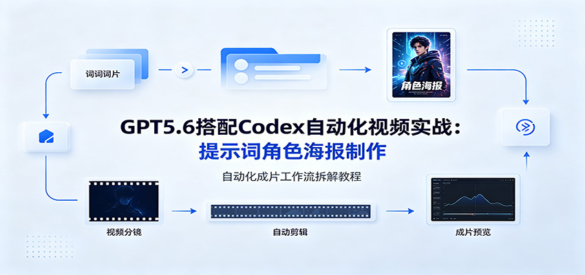 GPT5.6搭配Codex自动化视频实战：提示词角色海报制作，自动化成片工作流拆解教程-百盟网