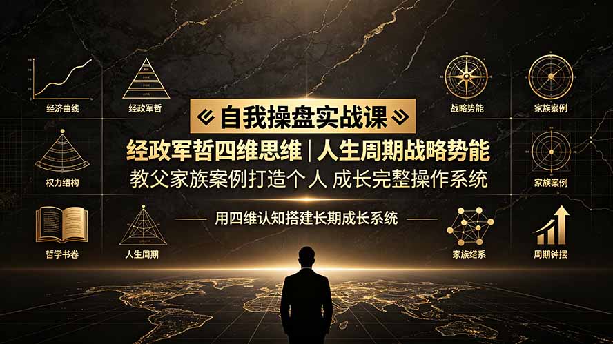 自我操盘实战课：经政军哲四维思维｜人生周期战略势能｜教父家族案例打造个人成长完整操作系统-百盟网