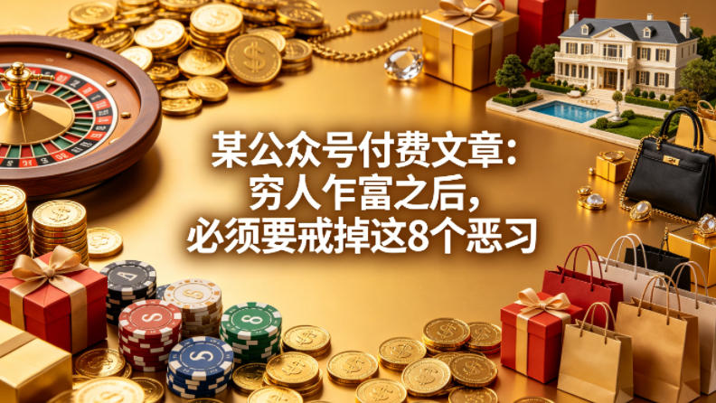 某公众号付费文章：穷人乍富之后，必须要戒掉这8个恶习-百盟网