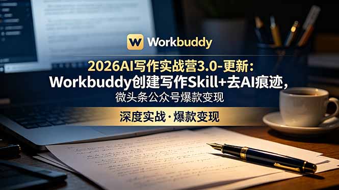 2026AI写作实战营3.0-更新:Workbuddy创建写作Skill+去AI痕迹,微头条公众号爆款变现-百盟网