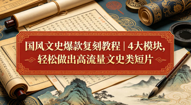 国风文史爆款复刻教程｜4大模块，轻松做出高流量文史类短片-百盟网