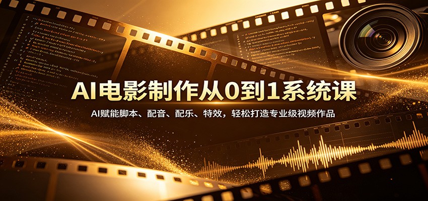 AI电影制作从0到1系统课：AI赋能脚本、配音、配乐、特效，轻松打造专业级视频作品-百盟网