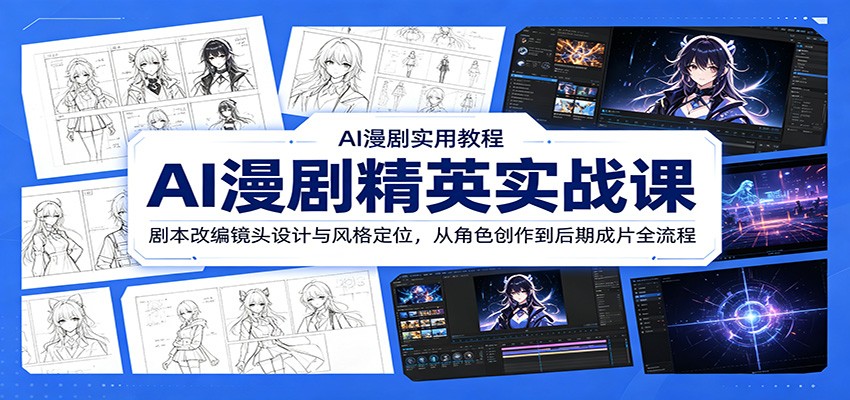 AI漫剧精英实战课：剧本改编镜头设计与风格定位，从角色创作到后期成片全流程-百盟网