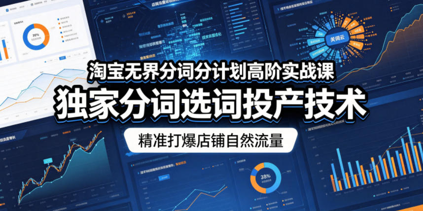 淘宝无界分词分计划高阶实战课，独家分词选词投产技术，精准打爆店铺自然流量-百盟网