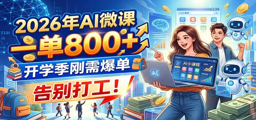 2026年AI微课,一单800+,开学季刚需爆单,告别打工!-百盟网