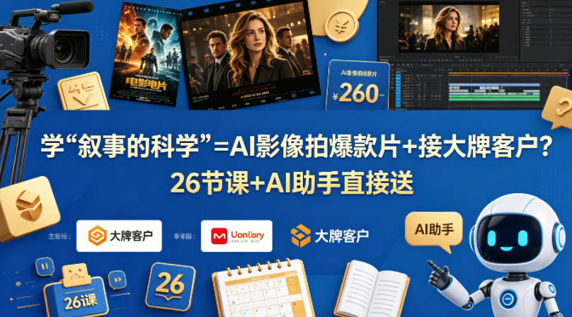 学《叙事的科学》=AI影像拍爆款片+接大牌客户？26节课+AI助手直接送【原创双语字幕】-百盟网