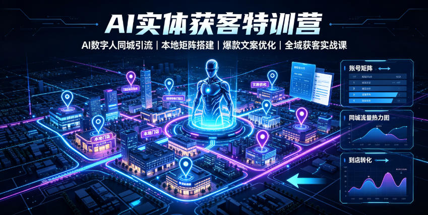 AI实体获客特训营|AI数字人同城引流、本地矩阵搭建、爆款文案优化全域获客实战课-百盟网