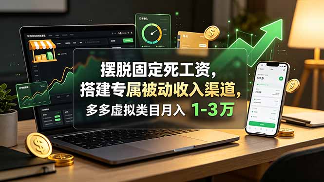 摆脱固定死工资，搭建专属被动收入渠道，多多虚拟类目月入 1-3 万-百盟网