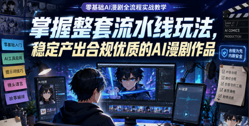 零基础AI漫剧全流程实战教学，掌握整套流水线玩法，稳定产出合规优质的AI漫剧作品-百盟网